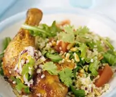 Hähnchenschenkel mit Bulgursalat