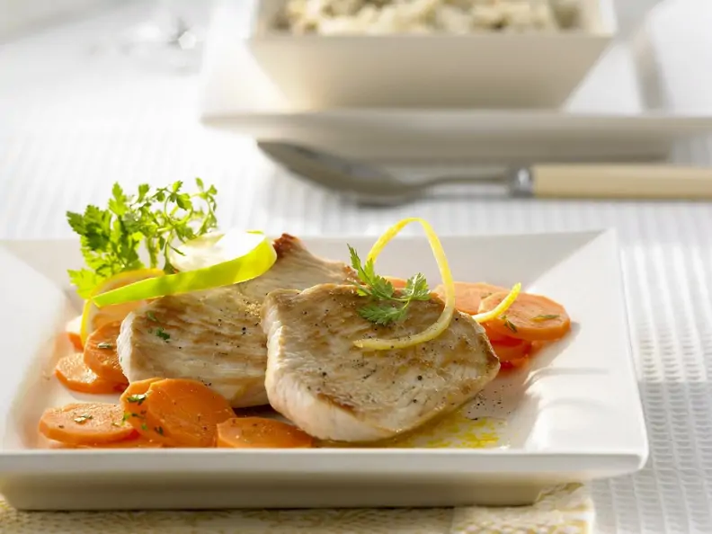Putenschnitzel mit Zitronen-Möhren
