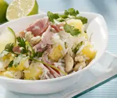 Reissalat mit Schinken und Ananas