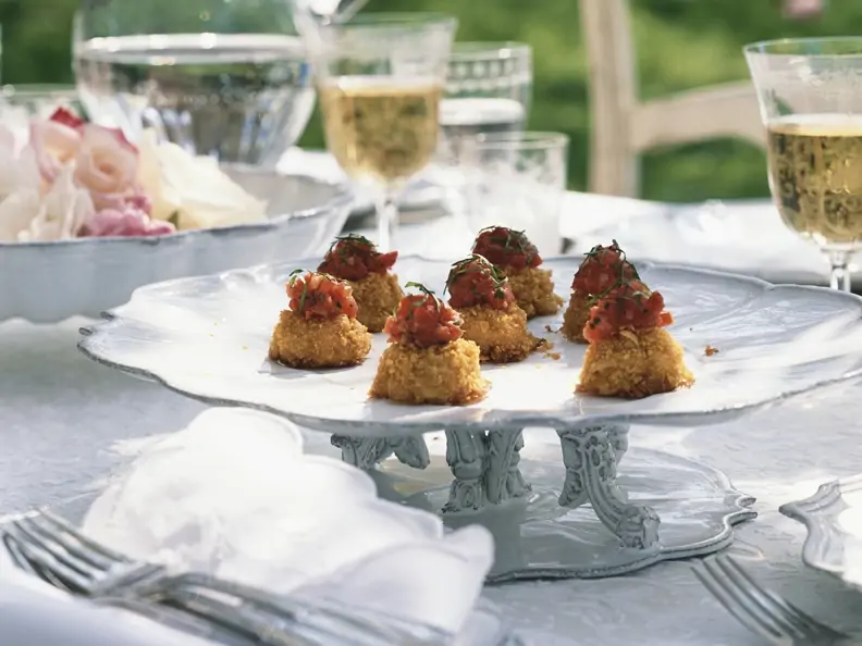 Garnelenküchlein mit Ingwer-Tomaten-Chutney