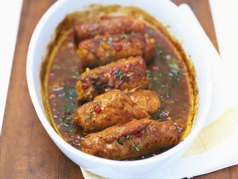 Kleine Kürbis-Kalbsrouladen mit Amaretti