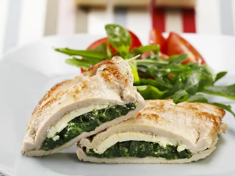 Kalbsschnitzel mit Spinat-Schafskäse-Füllung