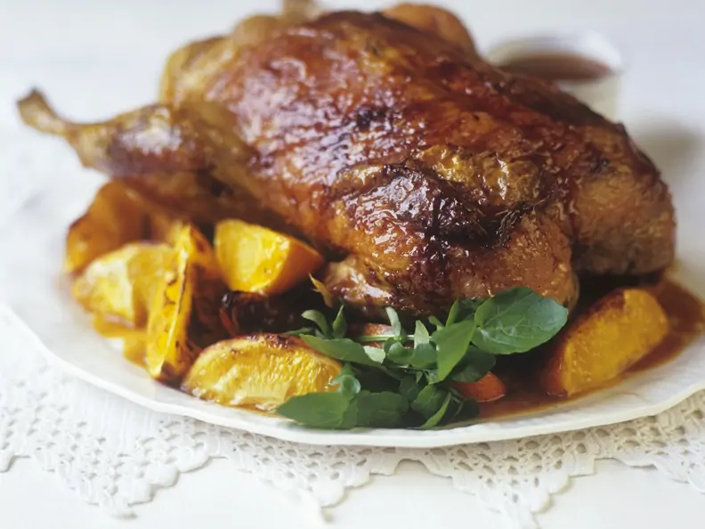 Ente mit Orangen