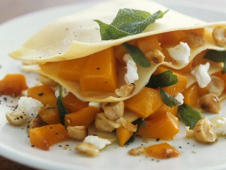 Kürbis-Lasagne mit Ziegenkäse