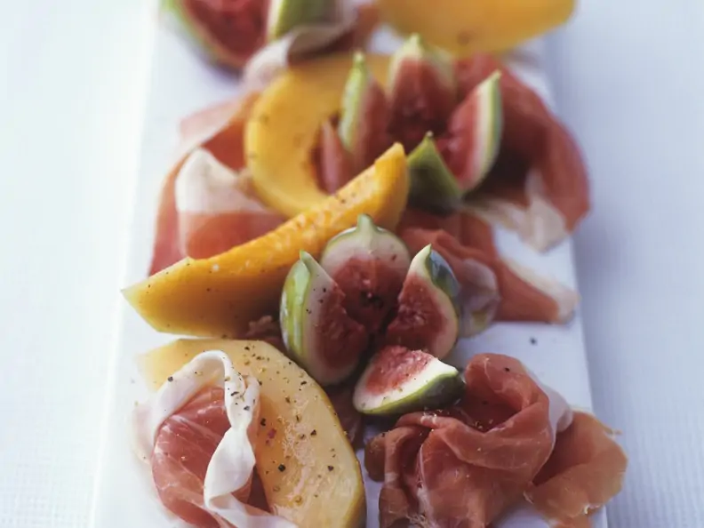 Schinken mit Feige und Melone