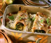 Cannelloni mit Kürbis und Spinat gefüllt