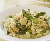 Hähnchenrisotto mit grünem Spargel