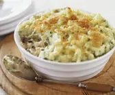 Auflauf mit Räucherfisch und Kapern