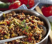 Reis-Bohnen-Pfanne mit Rindfleisch