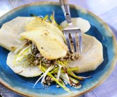 Sellerie mit Buchweizen und Scamorza