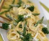 Pasta mit grünem Spargel und Kresse