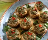 Portobello mit Hack-Shrimps-Füllung