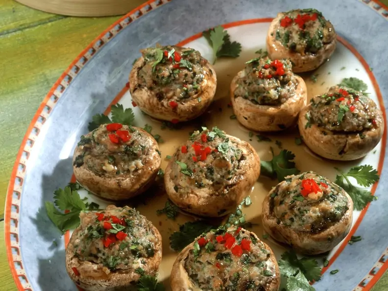 Portobello mit Hack-Shrimps-Füllung