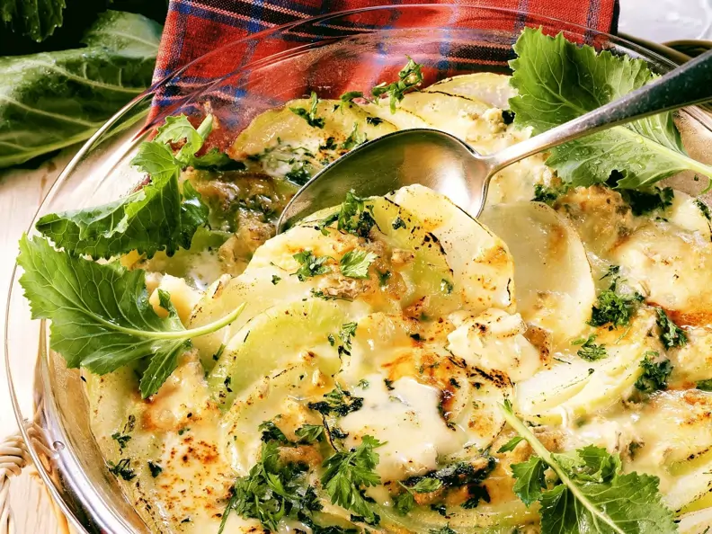 Kohlrabi-Gorgonzola-Gratin