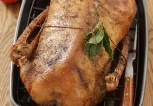 Gefüllter Gänsebraten mit Äpfeln und Cranberries