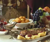 Rehrückenbraten mit Äpfeln