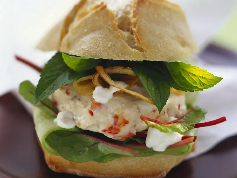 Shrimpsburger mit Joghurt und Minze