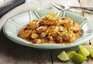 Garnelen mit Currysoße