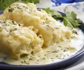 Seelachsfilet in Korinadersoße