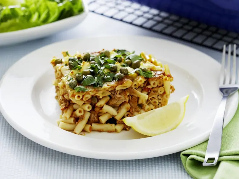 Nudelgratin mit Thunfisch und Kapern