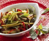 Gebratenes Gemüse und Kartoffel und Shiitake