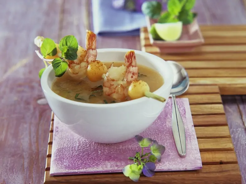 Melonenkaltschale mit Garnelen