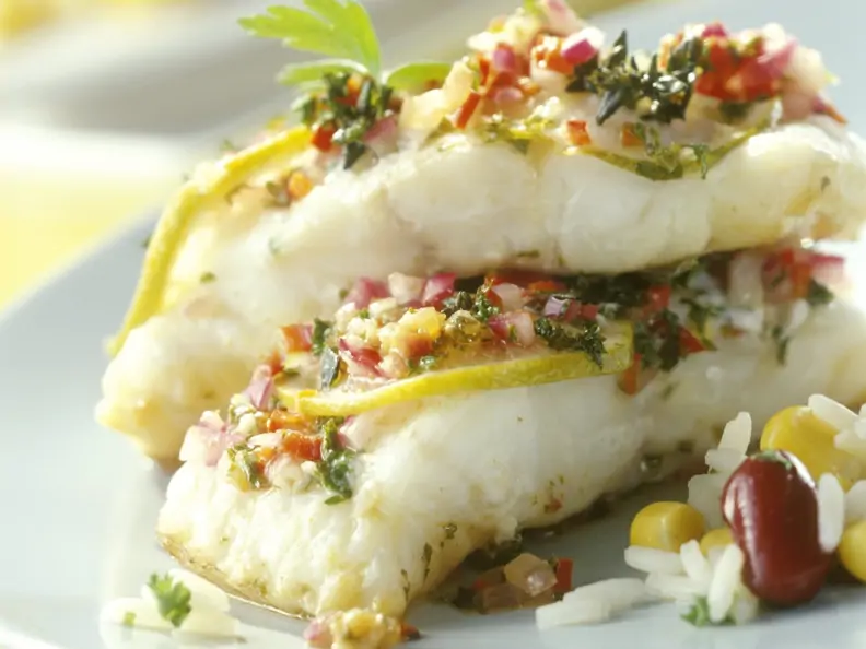 Catfish mit Marinade und Bohnenreis