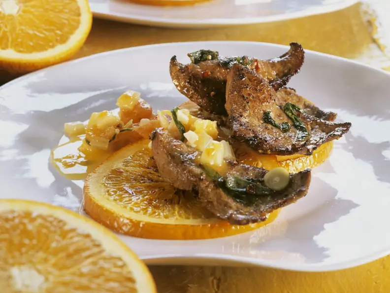 Gebratene Kalbsleber mit Orangen