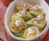 Gefüllter Fenchel mit Püree und Räucherlachs