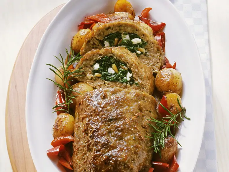 Lammhackbraten mit Spinat gefüllt