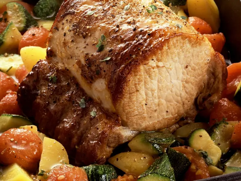 Kasslerbraten mit buntem Gemüse
