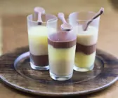 Schichtpudding-Becher (Schoko, Vanille, Haselnuss)