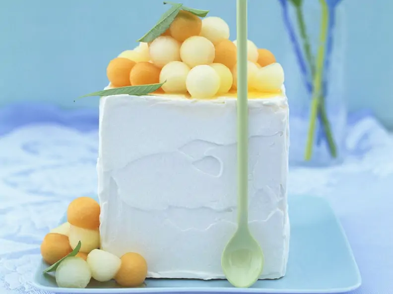 Zitruseis mit Melonensalat