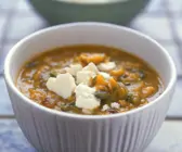 Suppe aus gebackenem Kürbis
