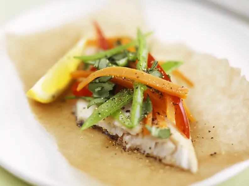 Steinbutt mit Gemüse en papillote