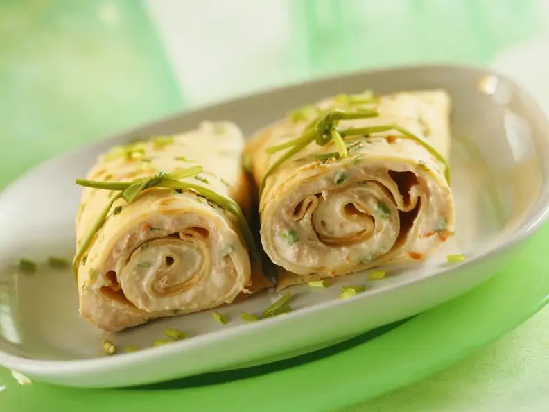 Frischkäse-Tomaten-Crepes