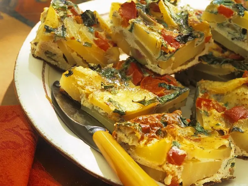 Kartoffel-Tortilla mit Spinat und Paprika
