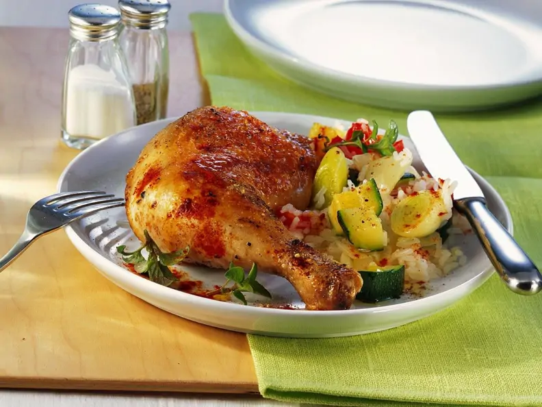 Hähnchen mit Zucchini-Reis