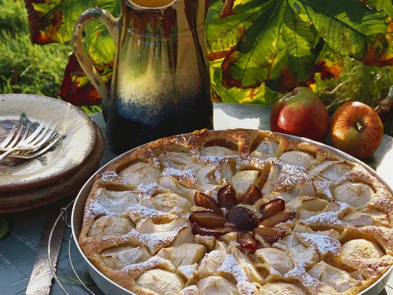 Apfelkuchen mit Zwetschgen