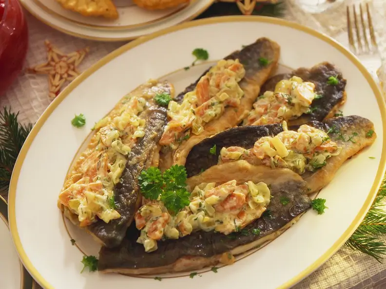 Gebratener Karpfen mit Gemüse-Mayonnaise