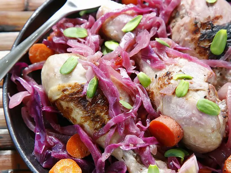 Hähnchen mit Rotkohl