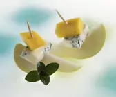 Blauschimmelkäse-Birnen-Spießchen