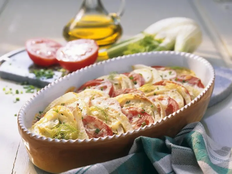 Gemüsegratin mit Crème fraîche