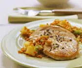 Putenschnitzel mit roten Linsen