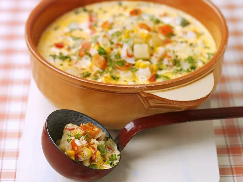 Schellfisch-Maissuppe