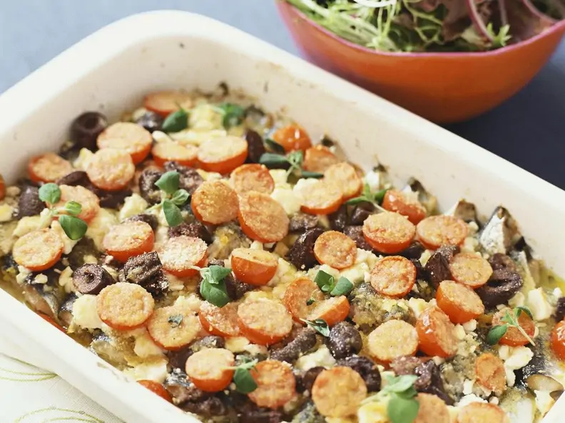 Heringsgratin mit Tomaten