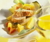 Schweinefilet auf Kartoffel und Quitten