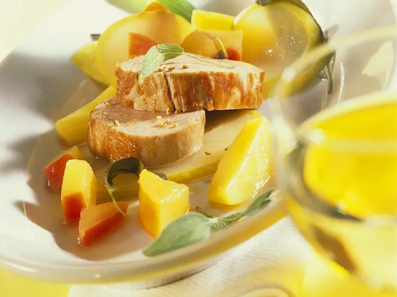 Schweinefilet auf Kartoffel und Quitten