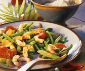Bohnengemüse mit Scampi