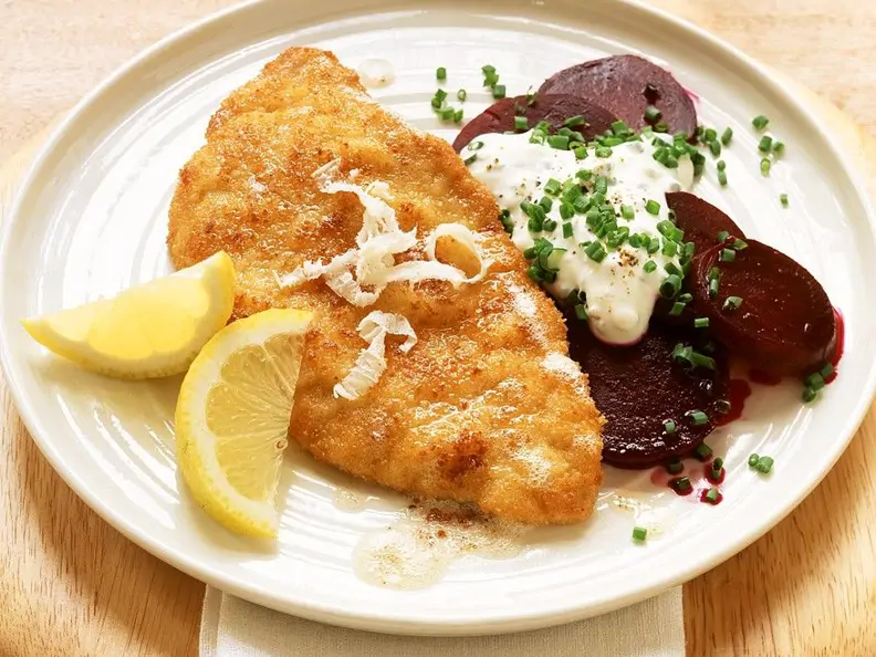 Schnitzel mit Meerrettich und Rote-Bete